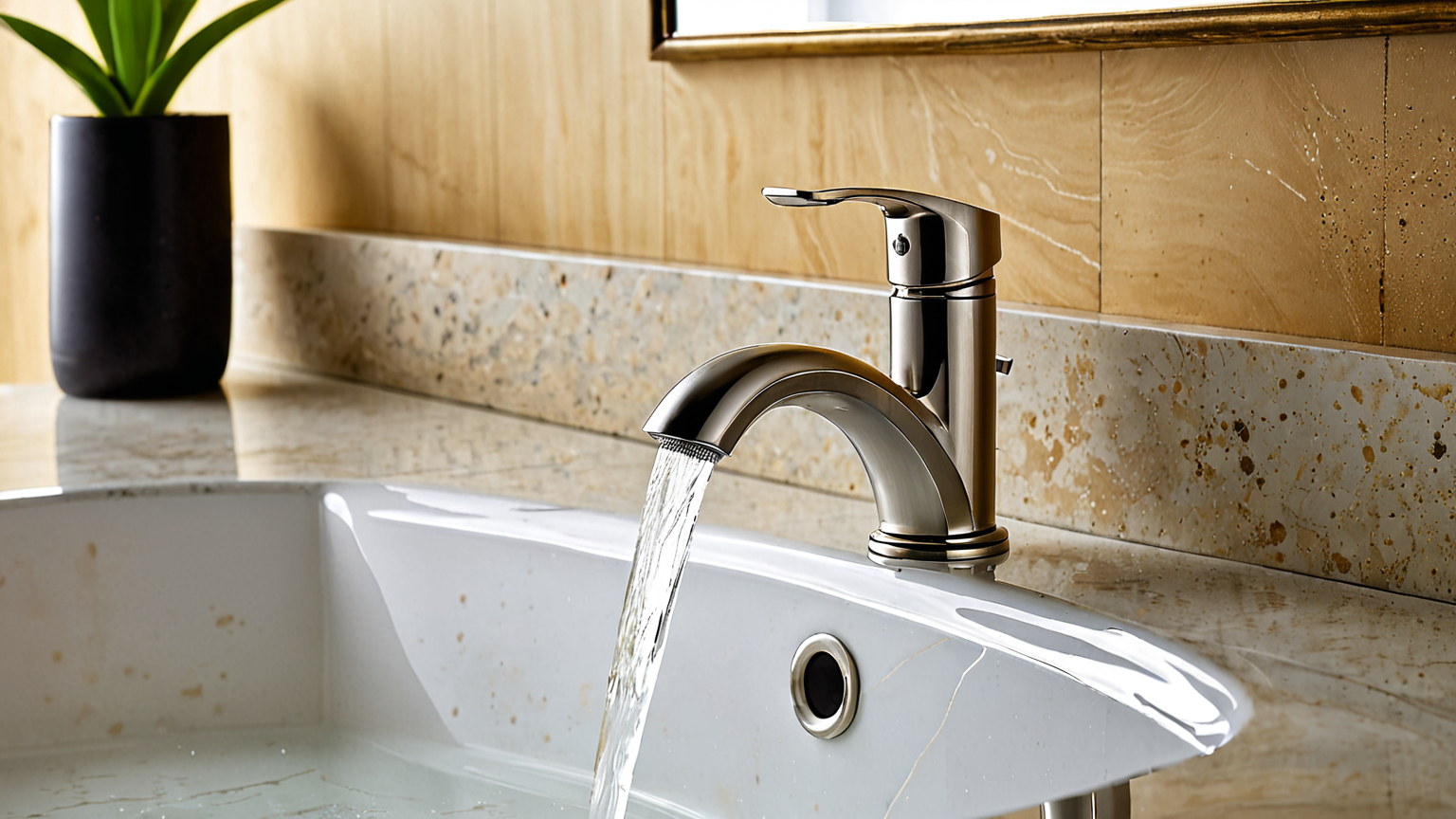 浴室の蛇口に付着した水垢のアップ写真