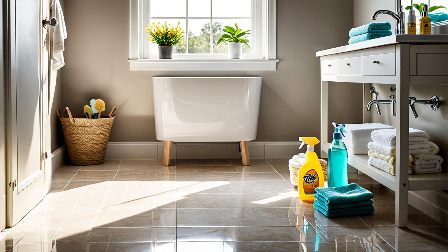 毎日の浴室掃除をしている様子の写真