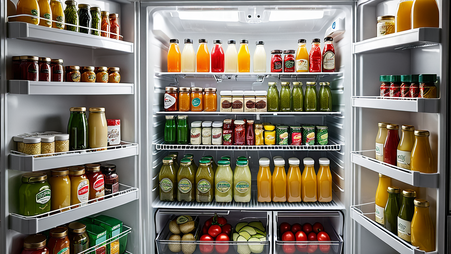 冷蔵庫内の調味料と飲料