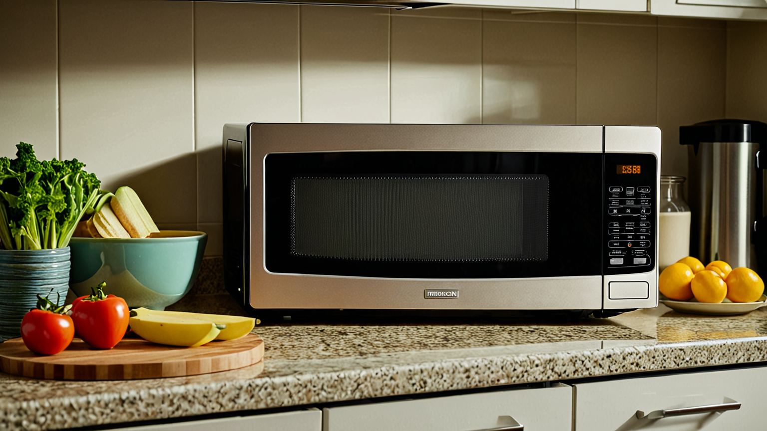 注意マークの付いた電子レンジ操作