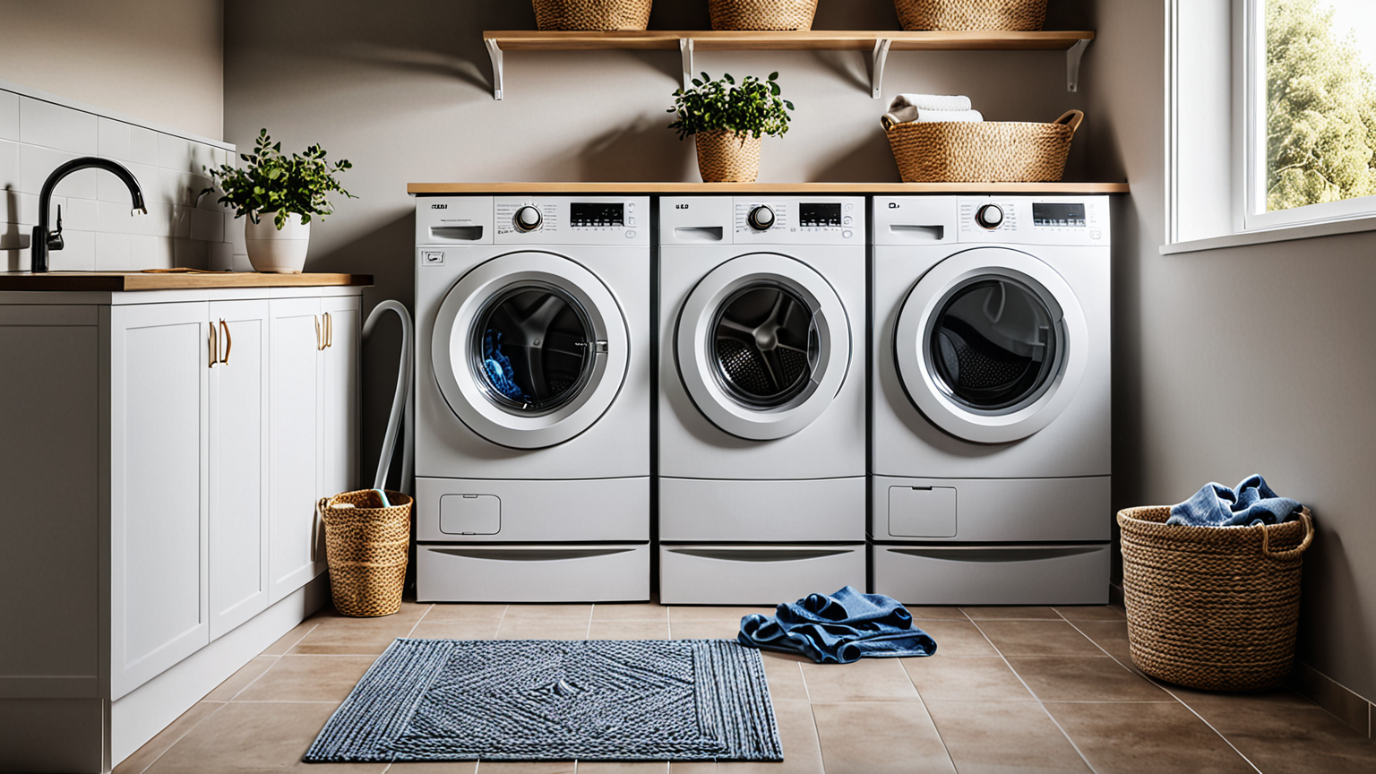 洗濯機の排水ホースを外している様子