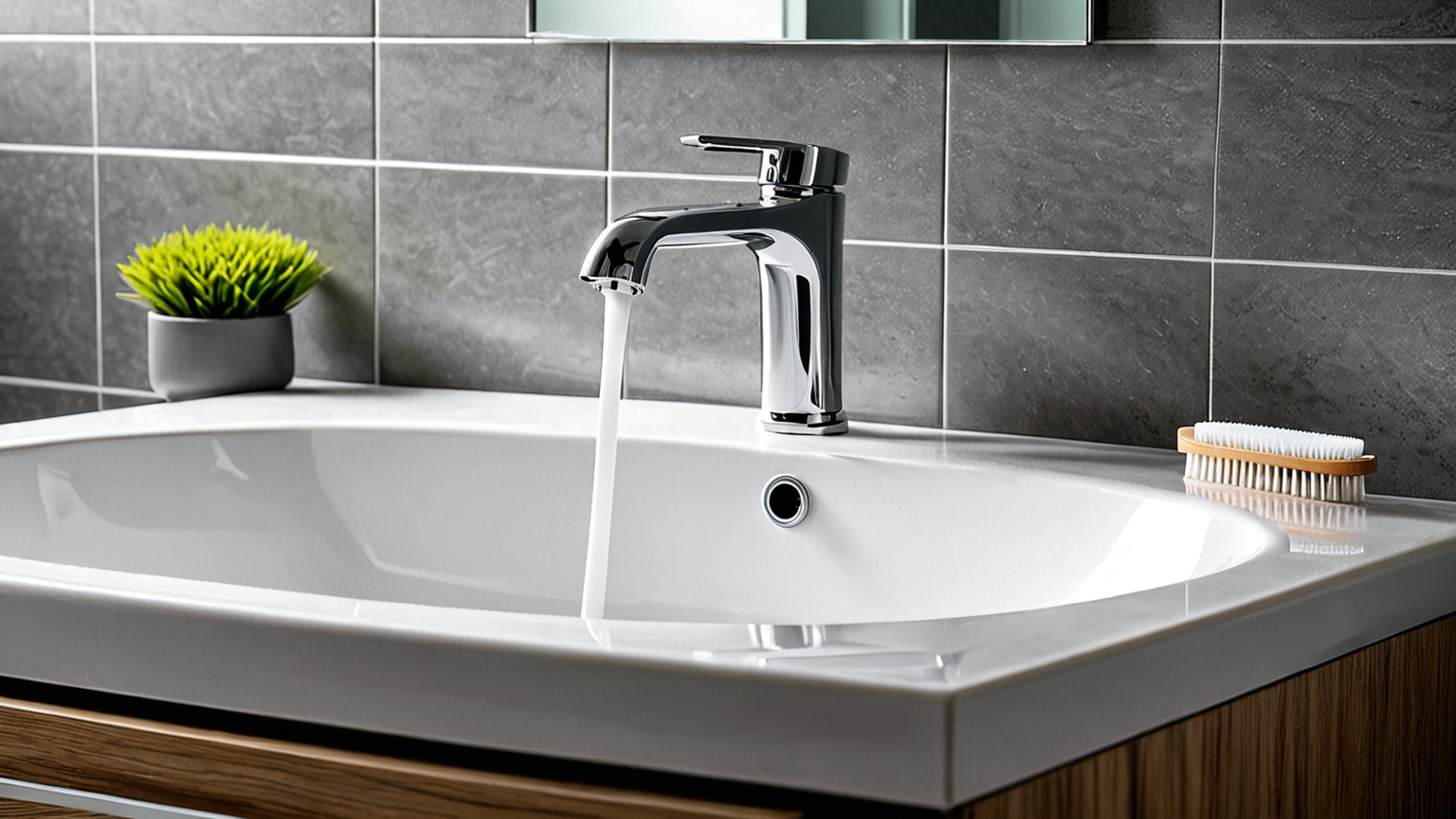 歯ブラシでゴムパッキンのカビを掃除している手元