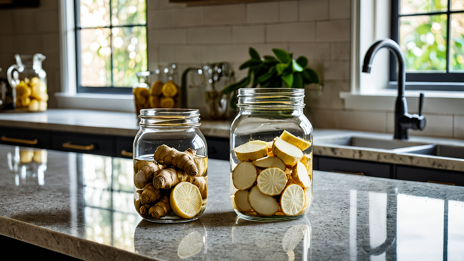 みょうがを水に浸して保存している様子