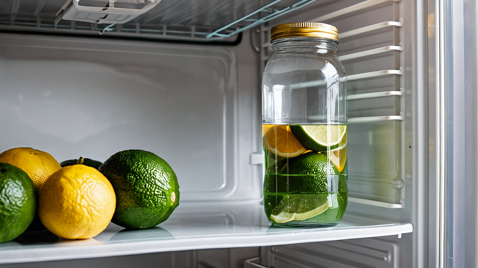 みょうがを水に浸して冷蔵庫で保存している様子