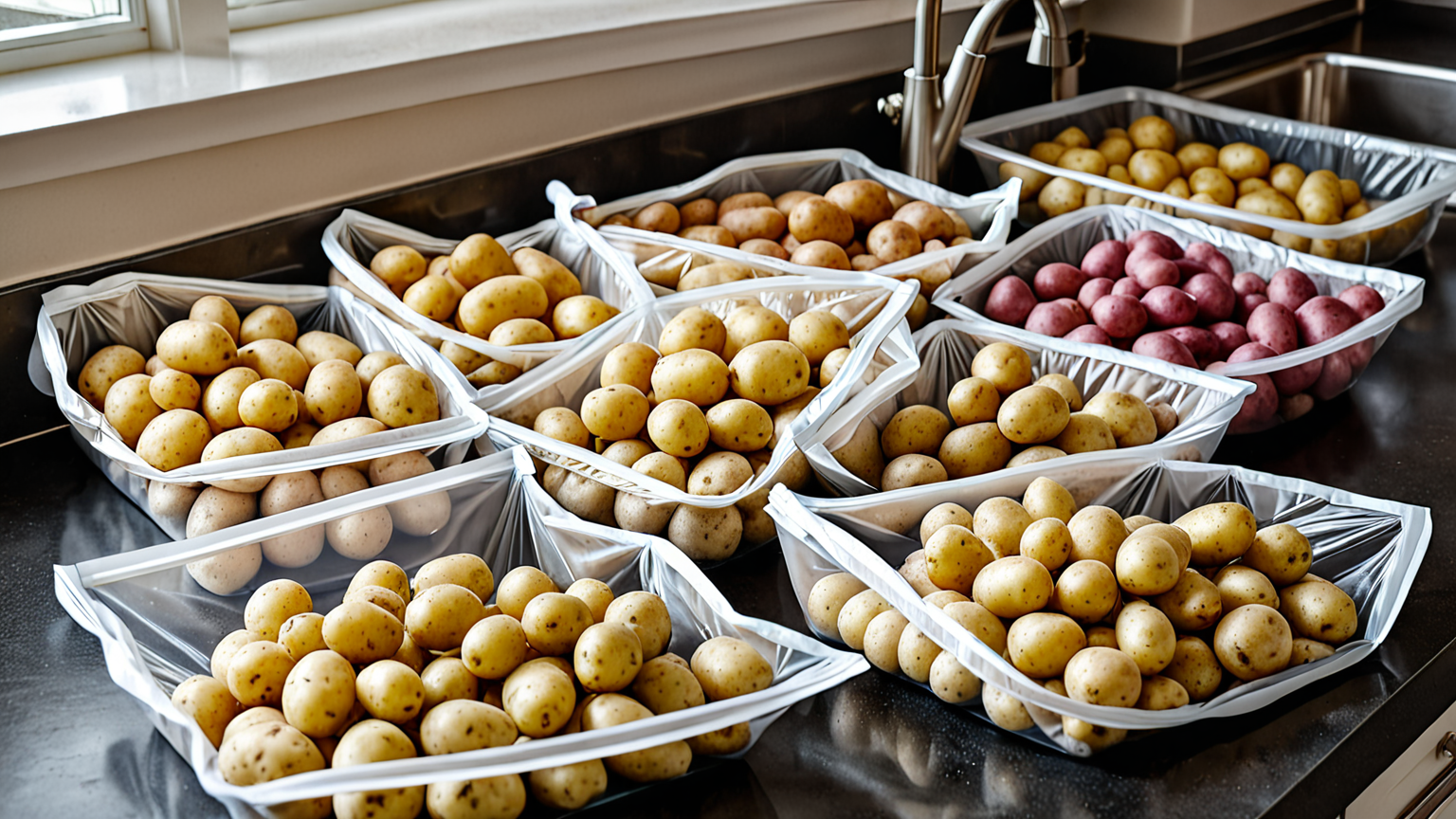 じゃがいもを小分けにして冷凍している写真