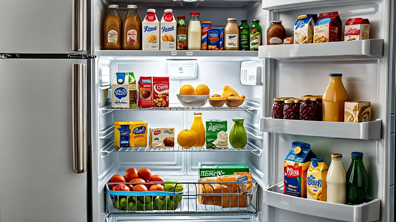 牛乳パックと冷蔵庫の保存イメージ