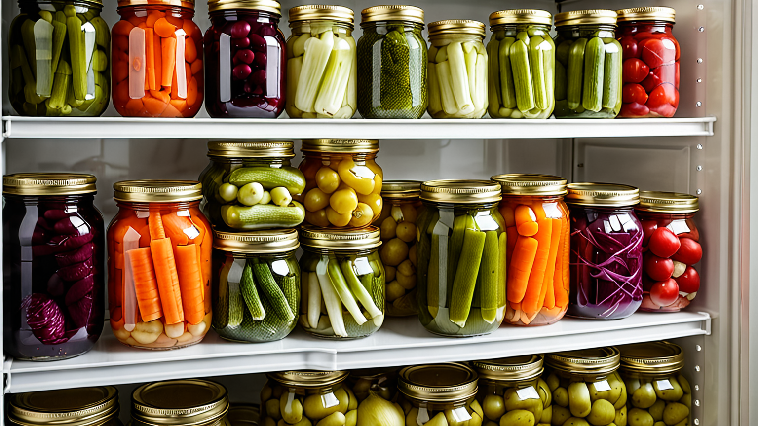 冷蔵庫で保管されたピクルス瓶