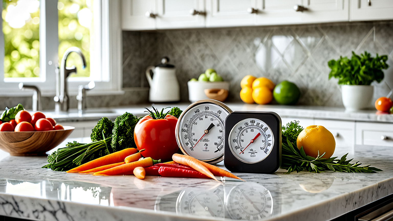 キッチンタイマーと温度計を使った管理の様子