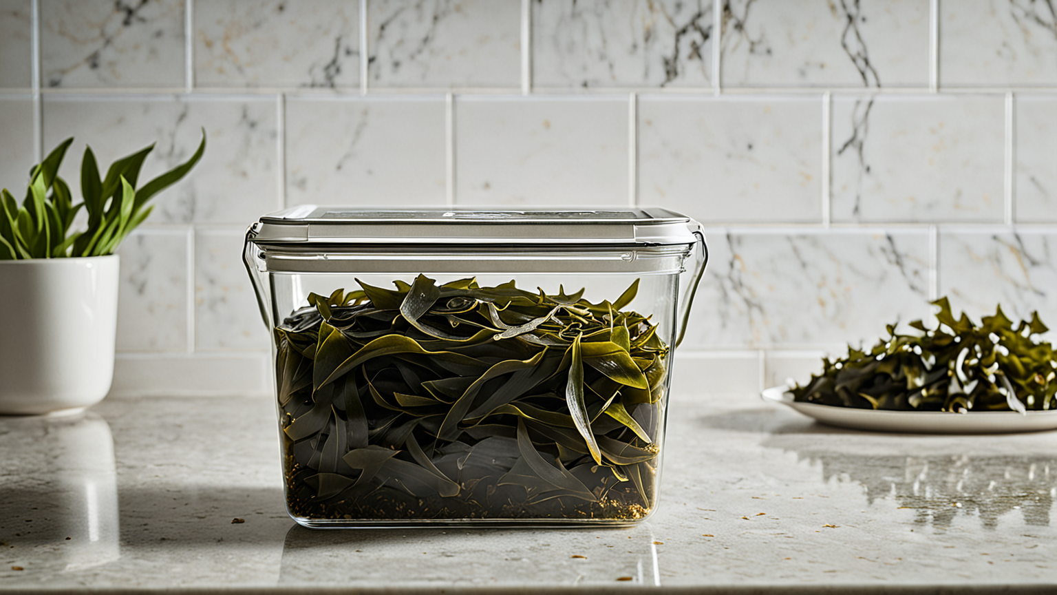 塩昆布が密閉容器に入っている写真