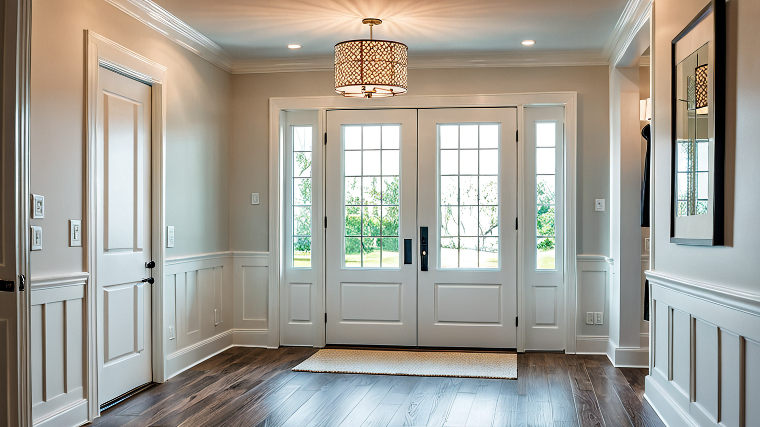 玄関の照明器具の掃除風景