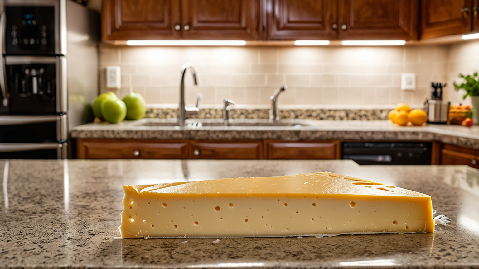 冷凍チーズを解凍しているキッチン