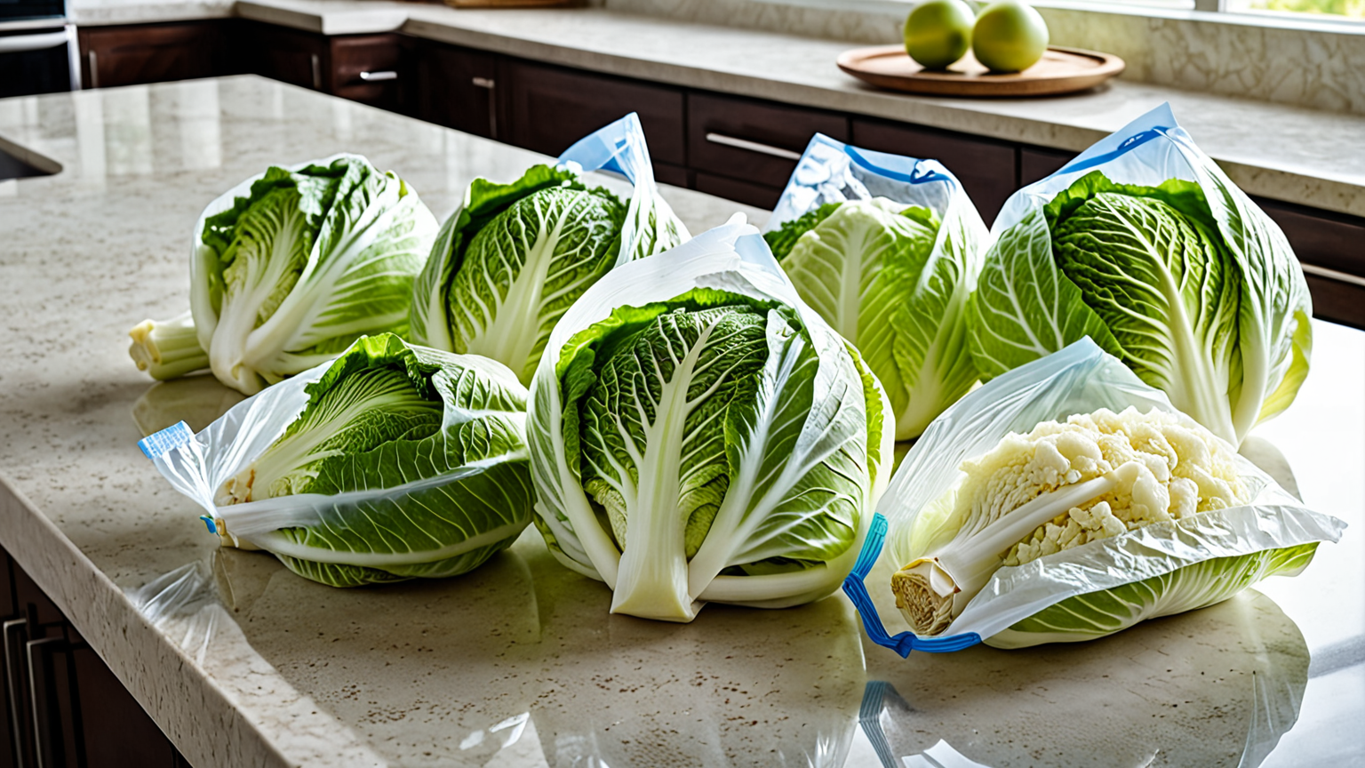 密閉袋に入った白菜の冷凍保存