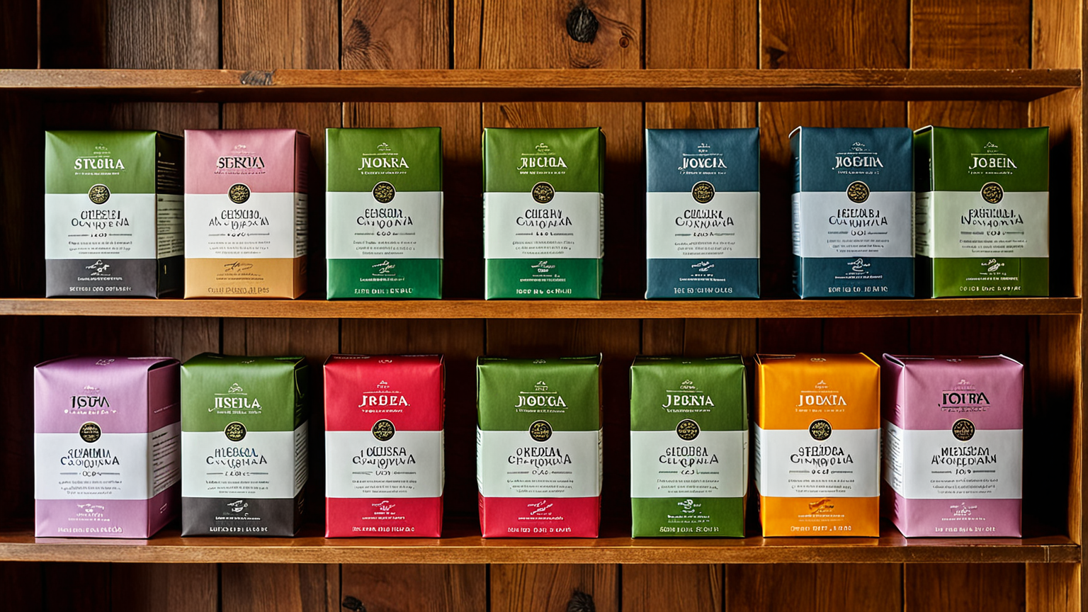 異なる種類の紅茶のパッケージ