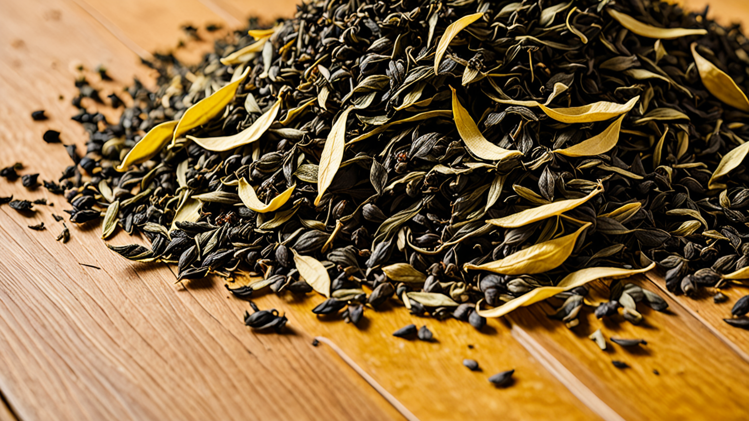 黄色く変色した紅茶の茶葉