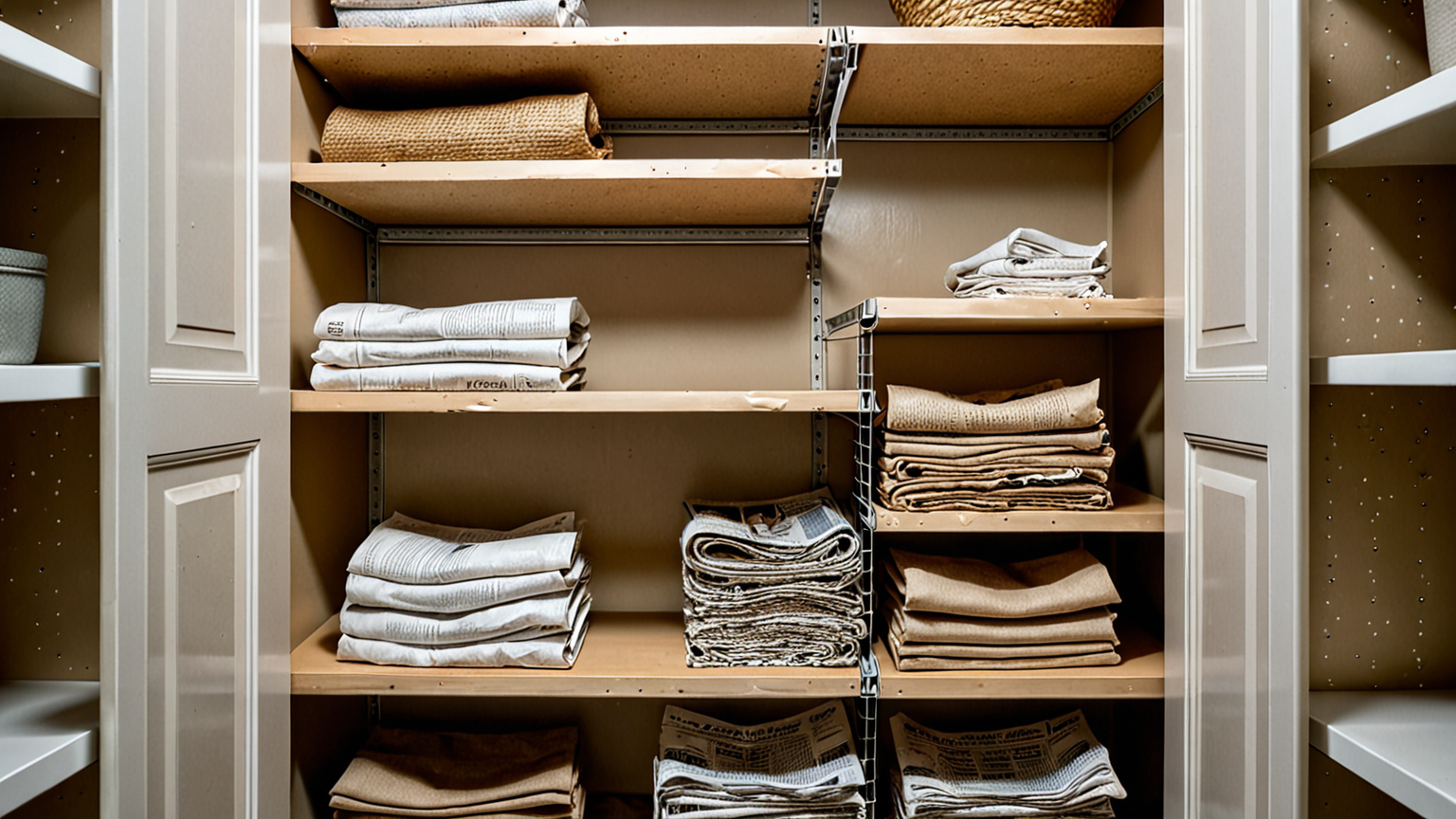 クローゼットに除湿剤と新聞紙を設置した様子