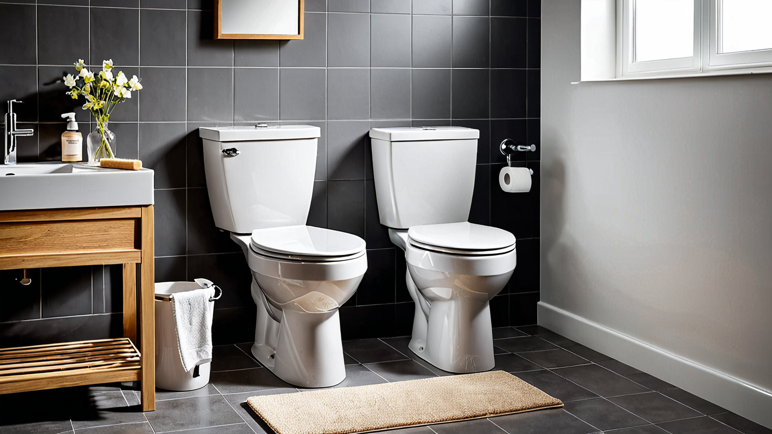 掃除道具と便座裏の掃除イメージ