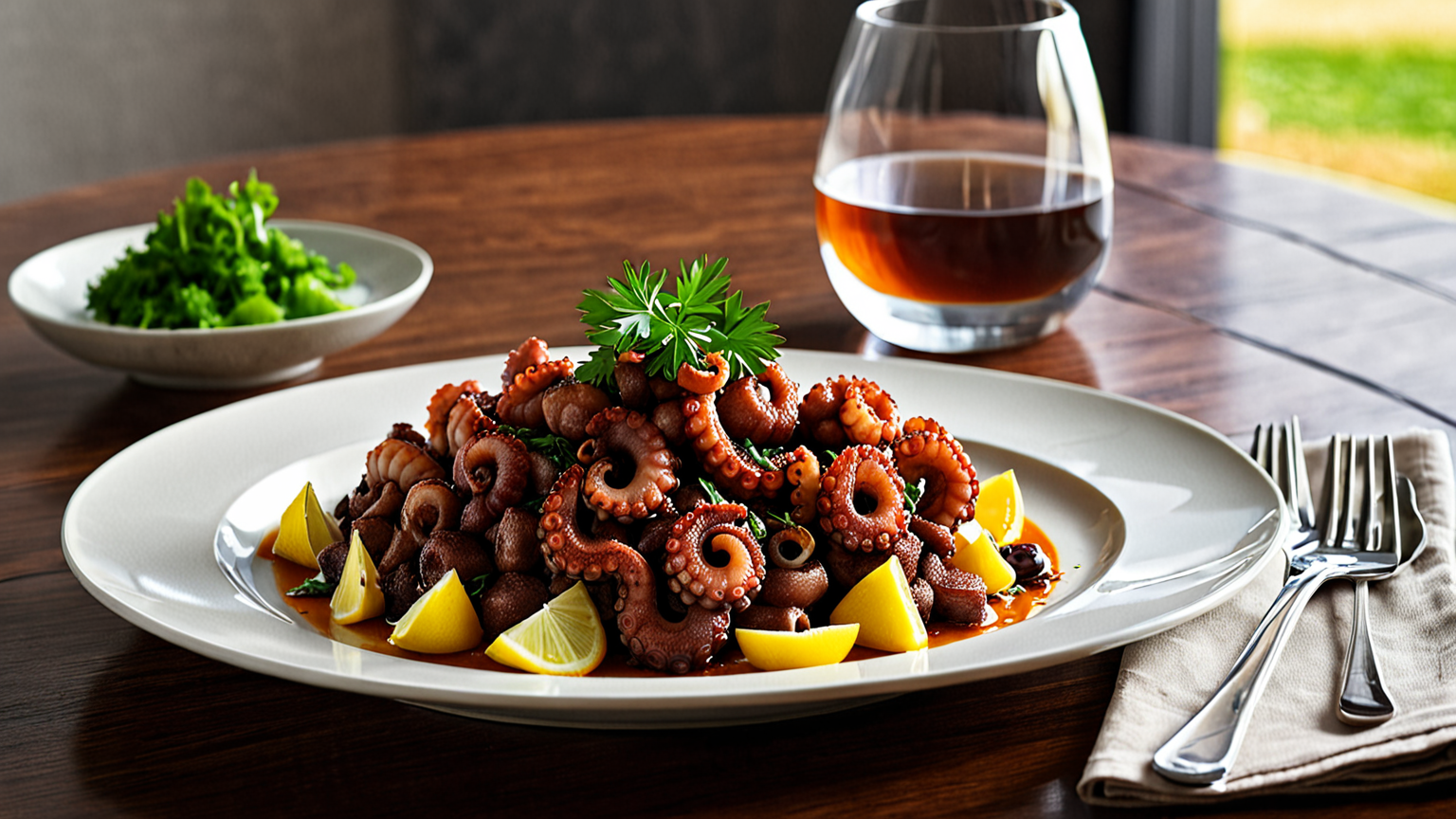 柔らかいたこ料理の盛り付け例