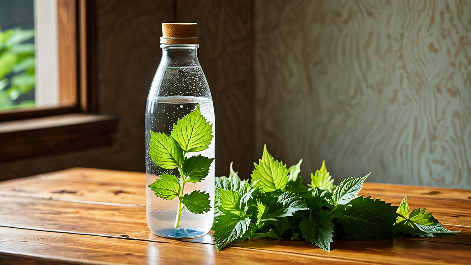 ペットボトルに入った大葉と水