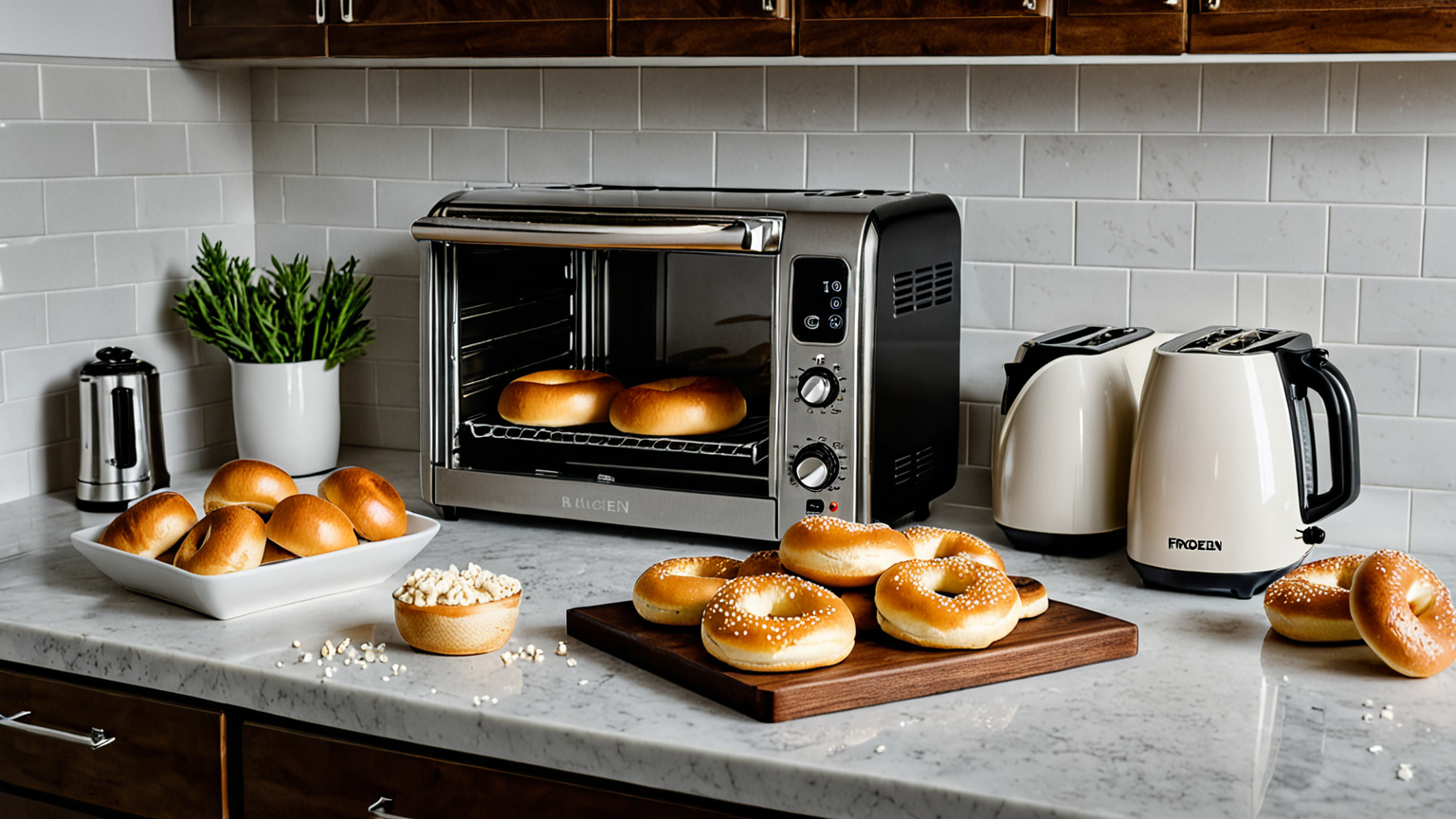 冷凍ベーグルの取り出しと解凍の様子