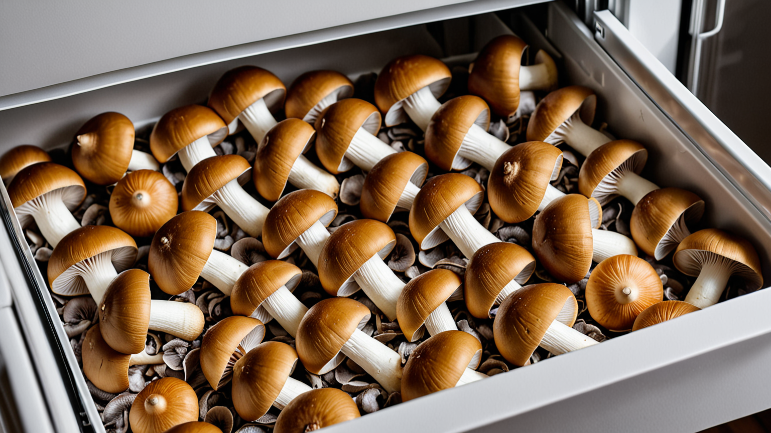 冷凍庫で保存されたきのこパック