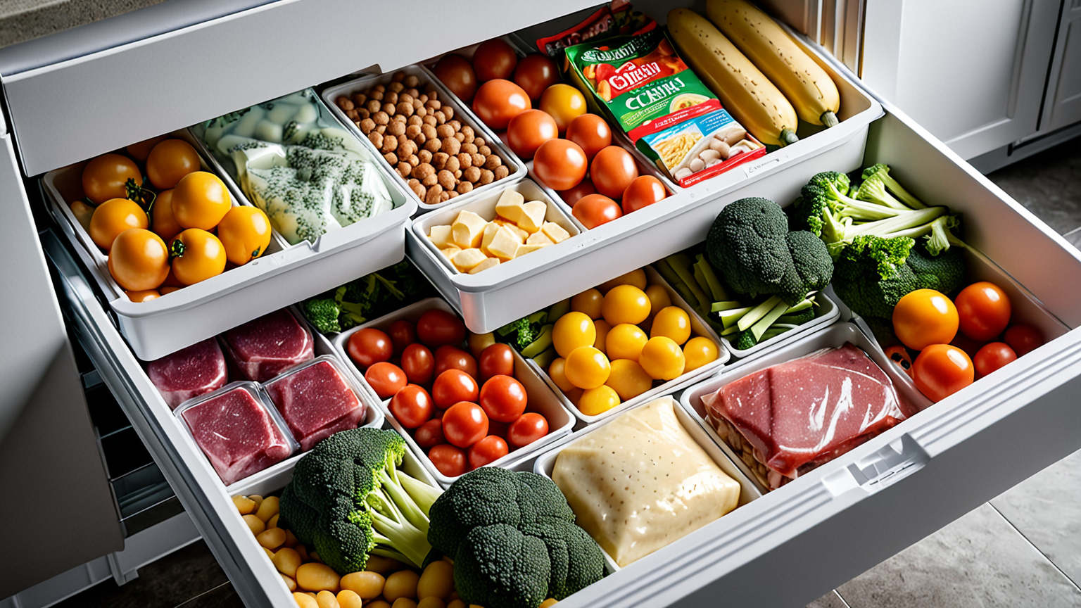 冷凍保存された様々な食材