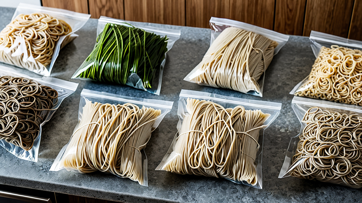 冷凍保存用のそばを小分けにした様子