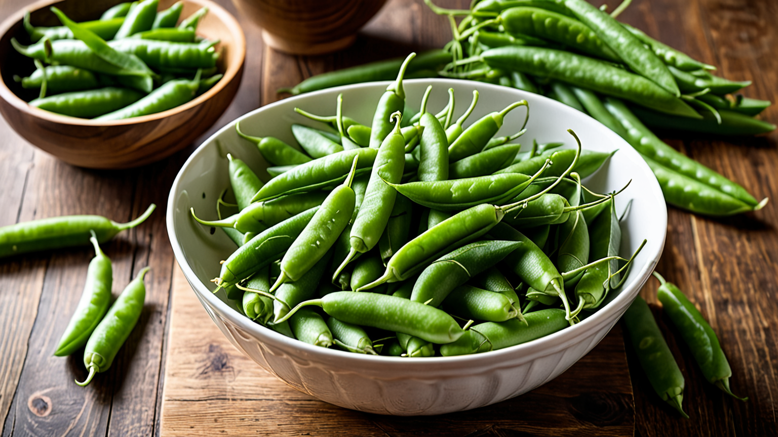 スナップえんどうの筋をきれいに取った状態