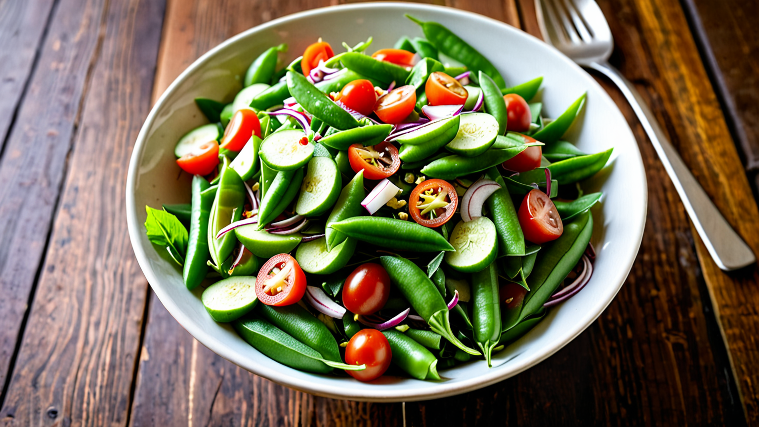彩り豊かなスナップえんどうのサラダ