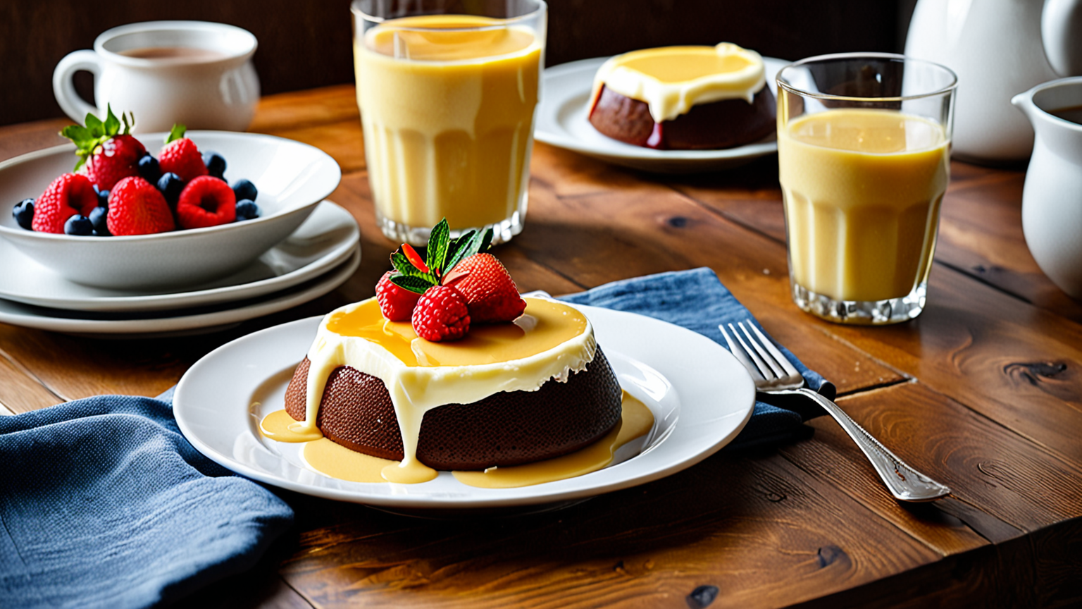 手作りプリンを美味しそうに食べる様子