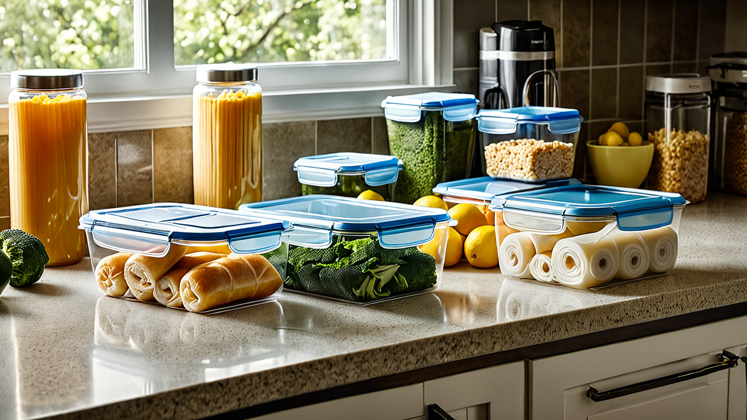 キッチンで使う保存容器やラップの写真