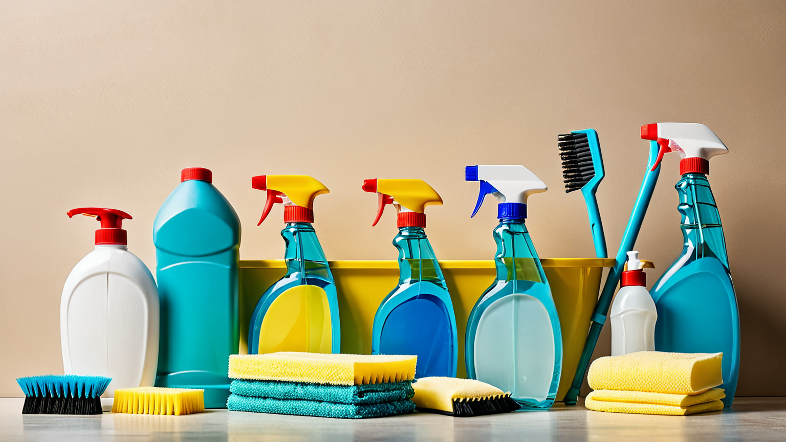 掃除道具の並んだ写真