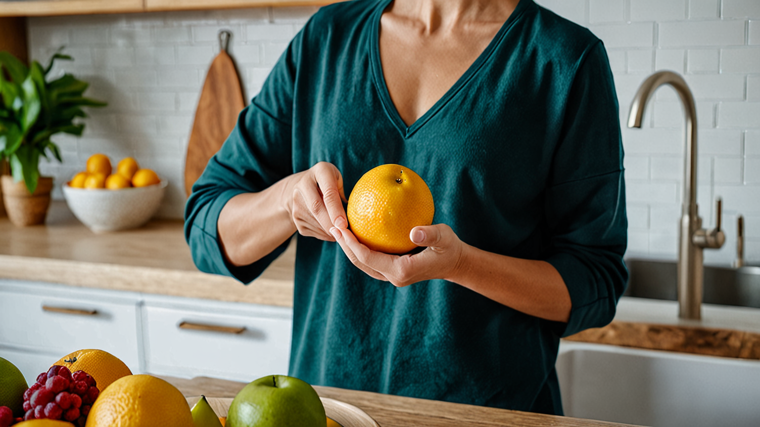ヘタを指で押している手元の写真