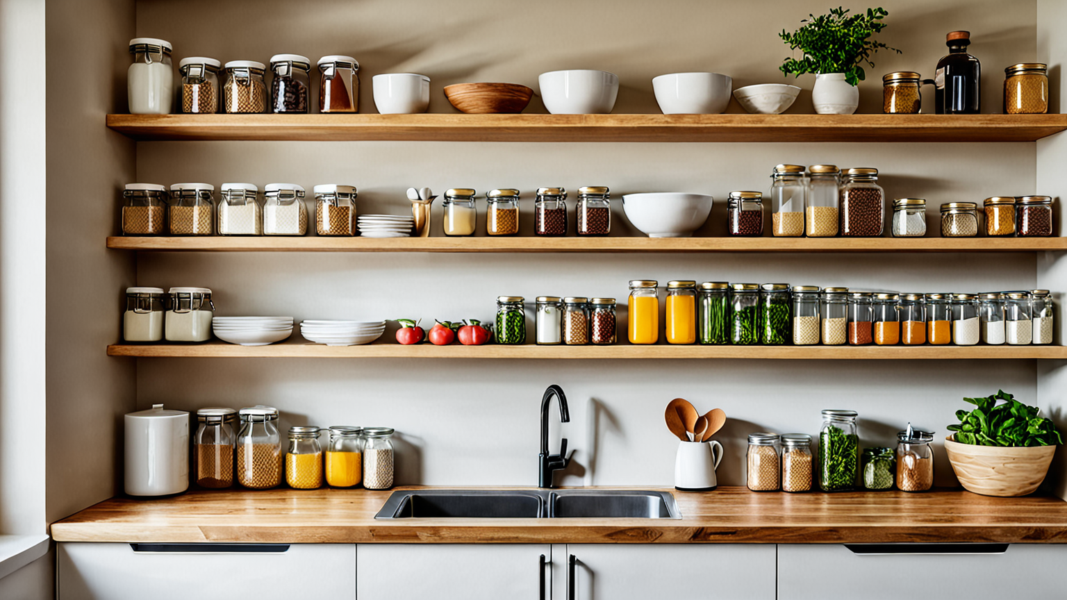 整理されたキッチンと食材