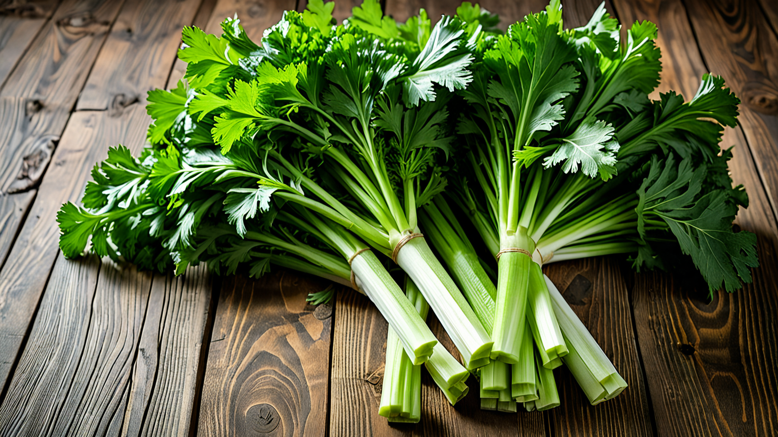 セロリの葉っぱがたっぷりある様子