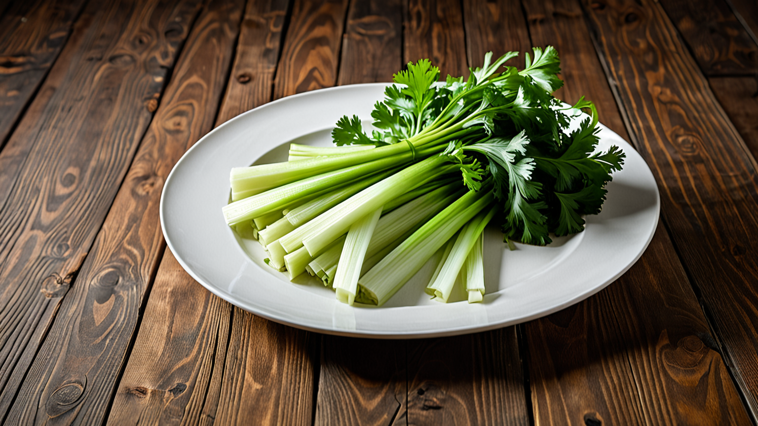セロリの葉を使った料理の盛り付け