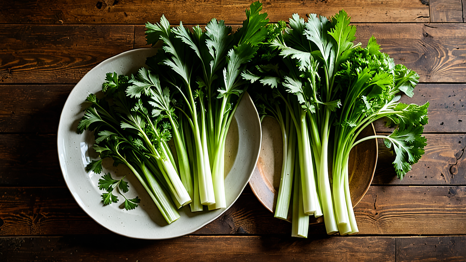 セロリの葉を使った多彩な料理のイメージ