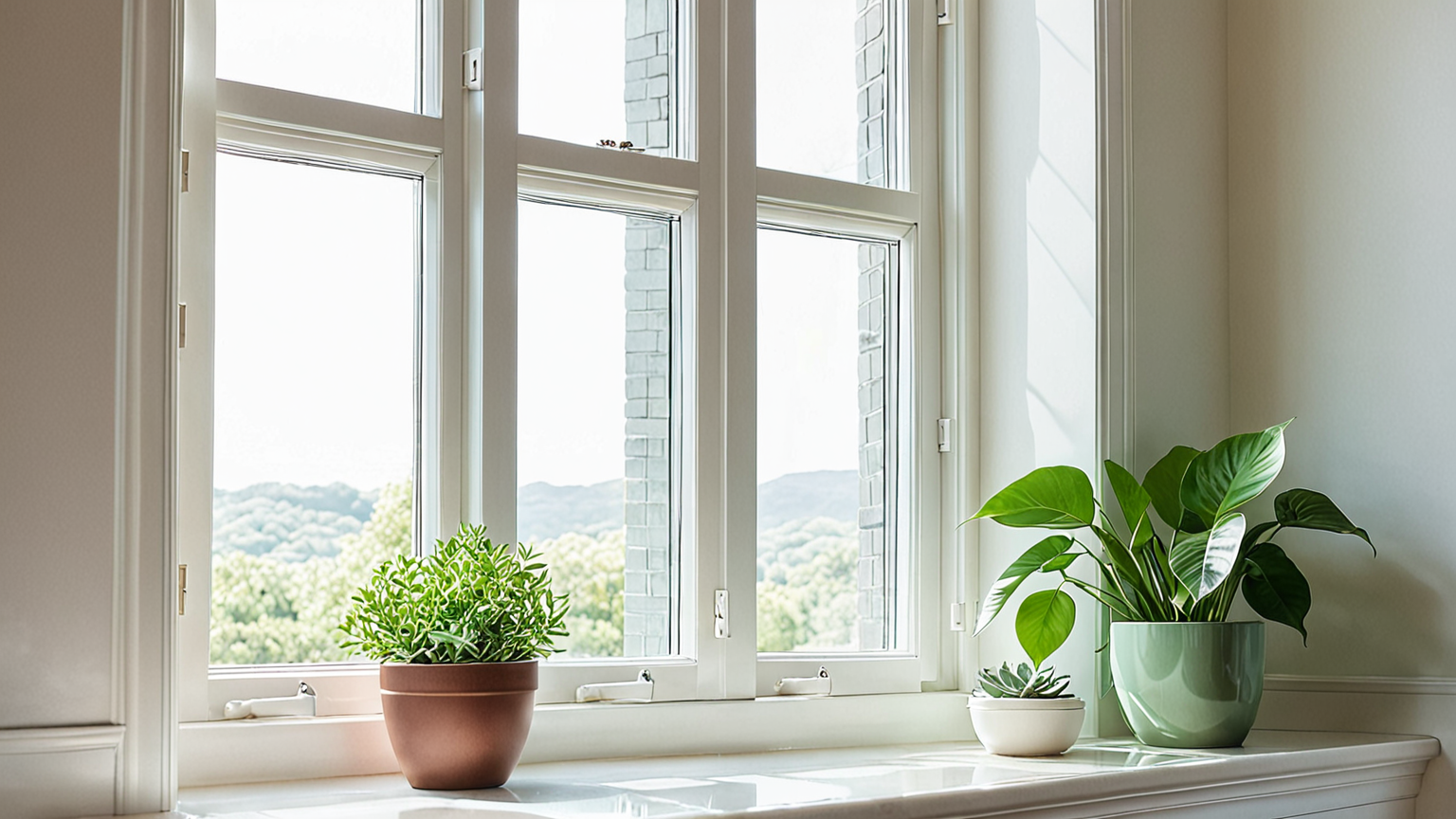 掃除後の窓サッシがピカピカに輝いている様子