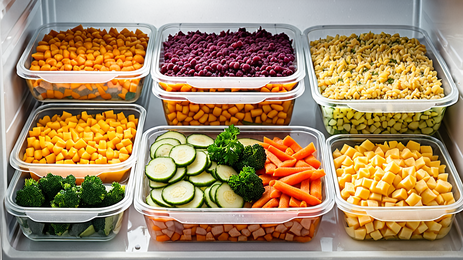 カラフルな冷凍おかずの詰め合わせ