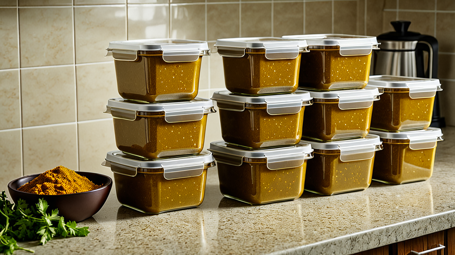 密閉容器に分けて保存されたカレー