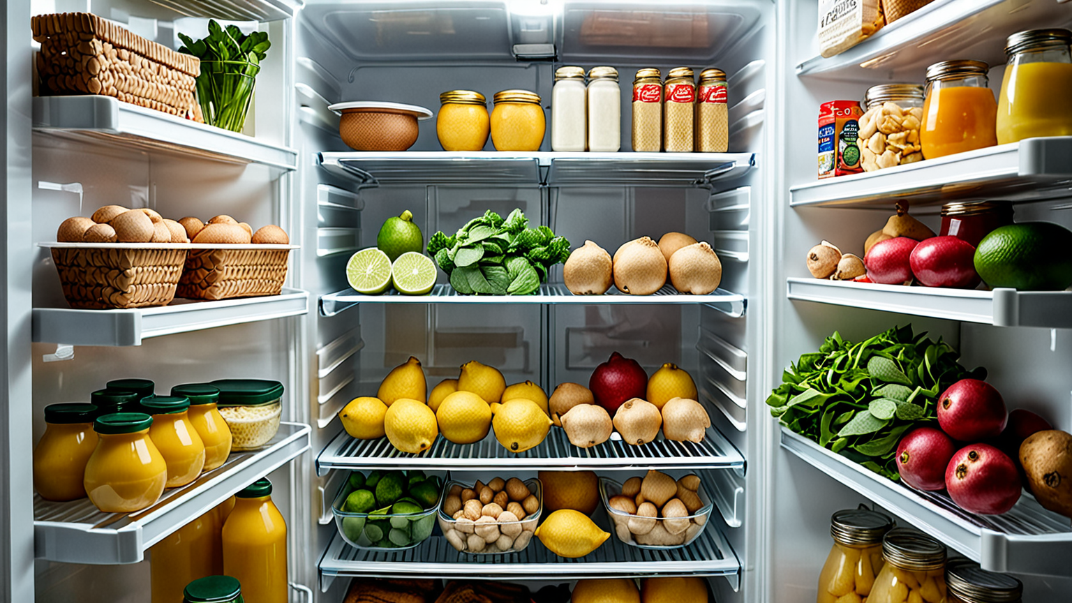 保存容器に入った生姜と冷蔵庫の様子