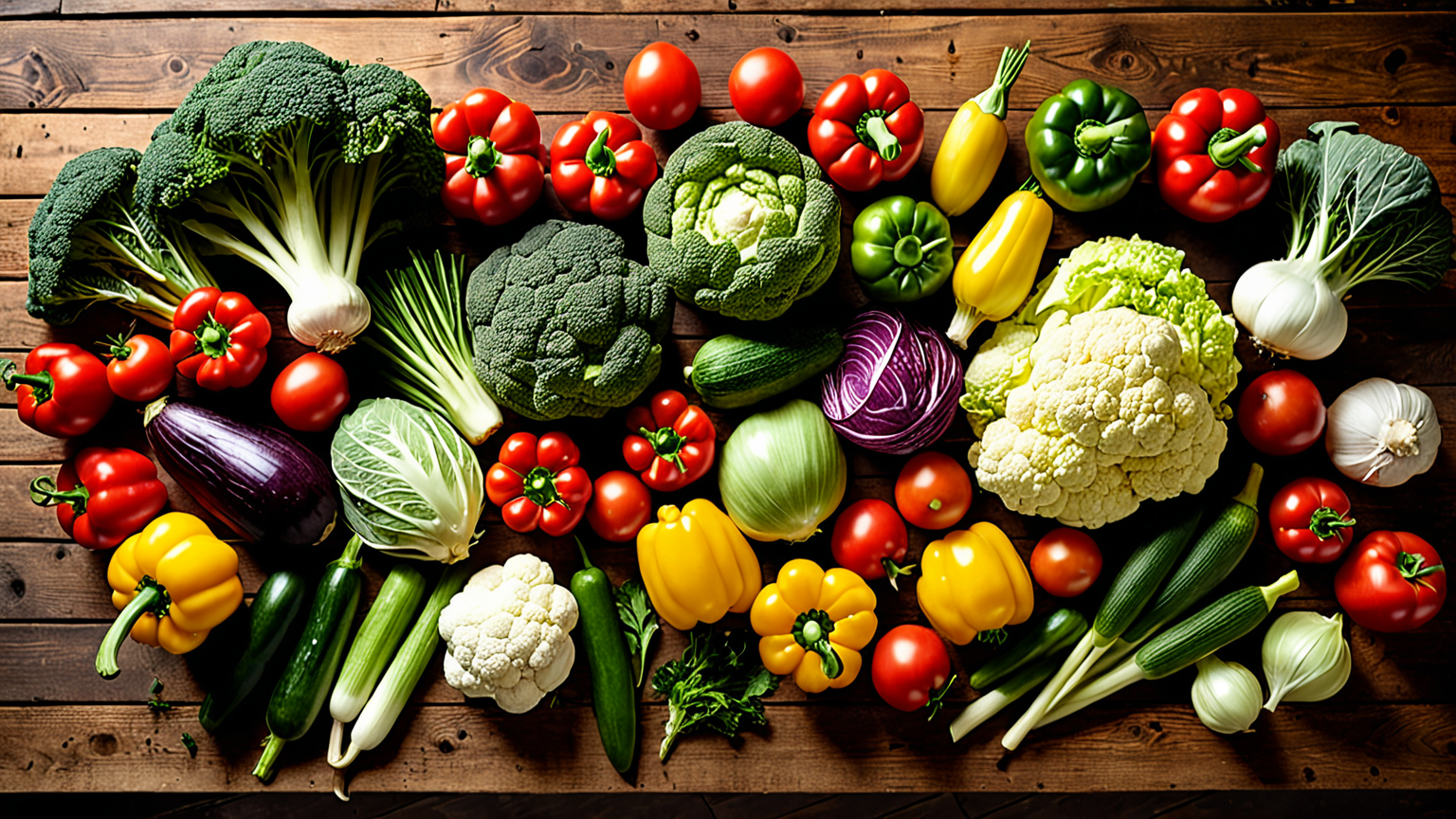 種類ごとに分けられた新鮮な野菜