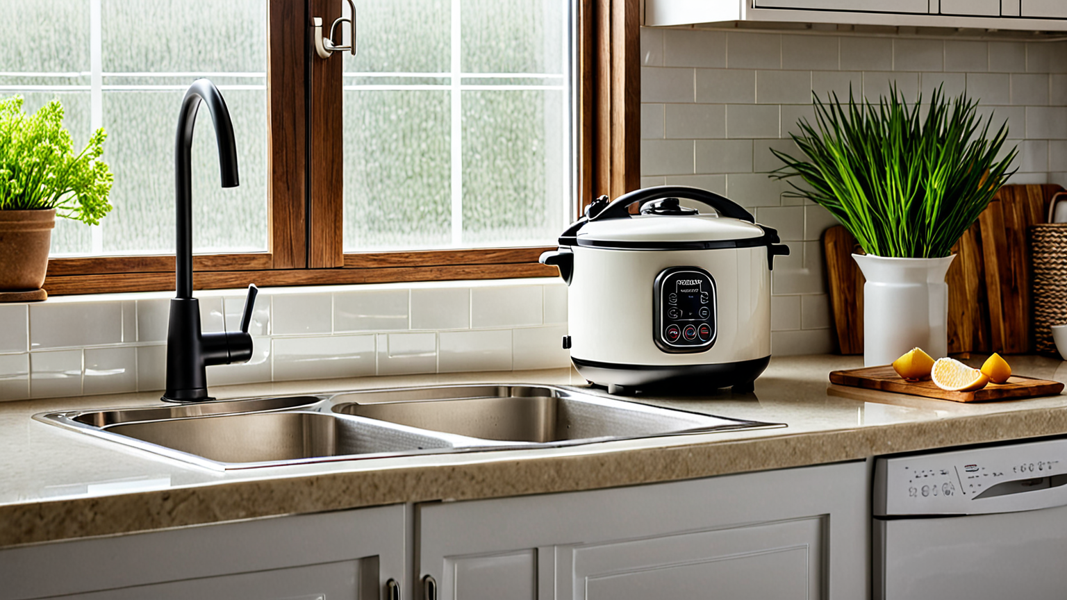 炊飯器の内釜を丁寧に洗う様子