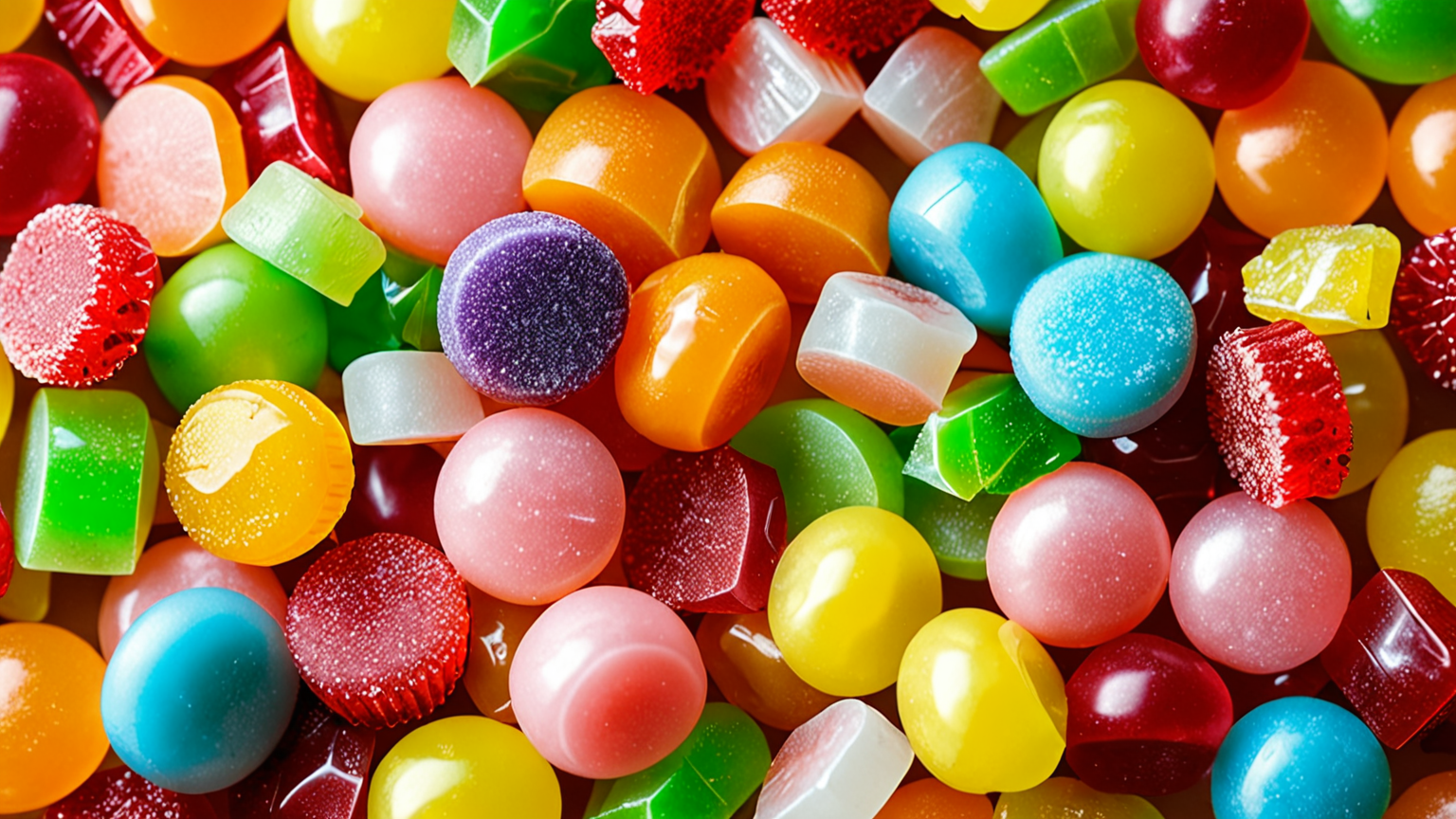 湿気でくっついた飴の写真