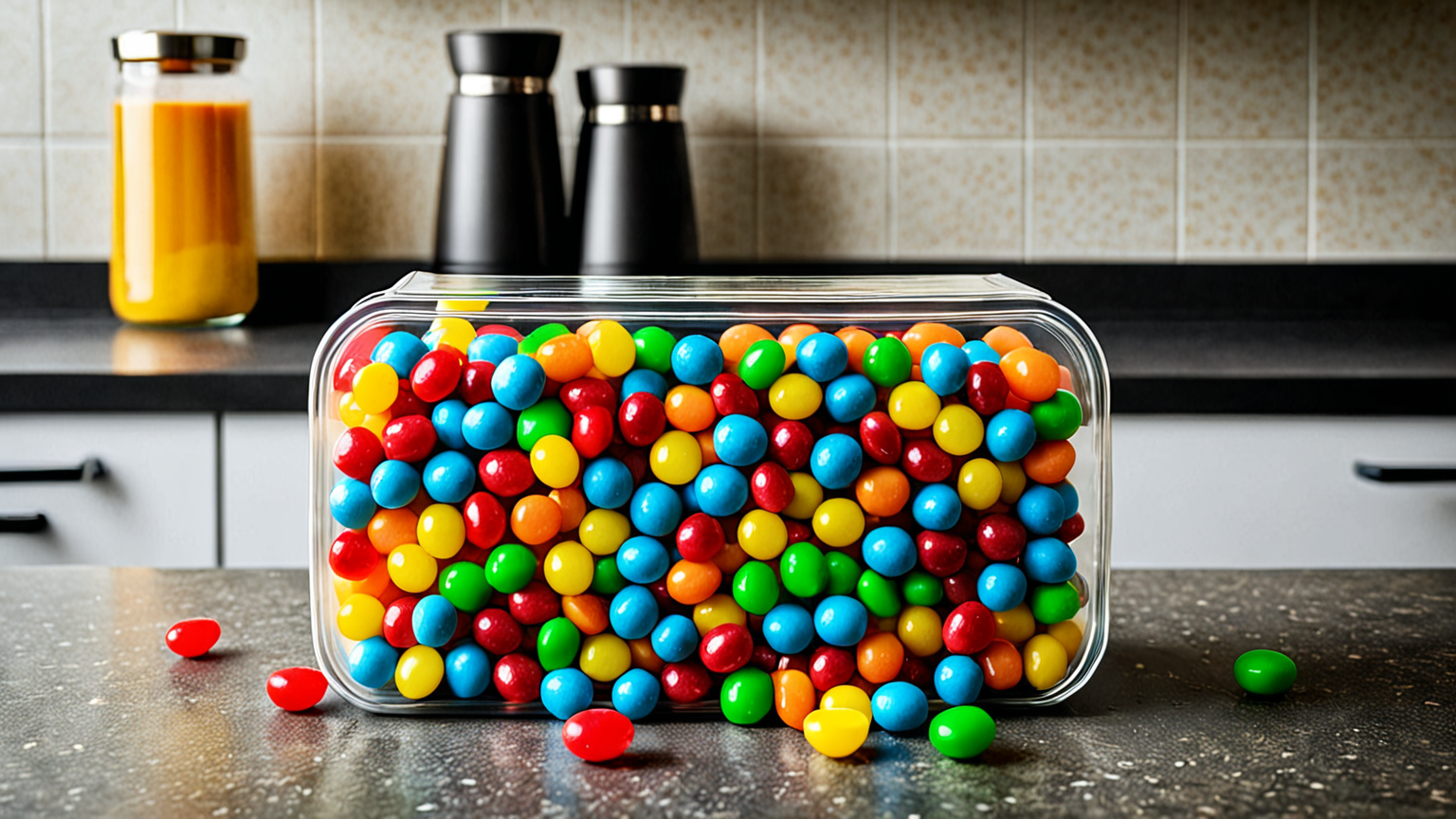 飴を密閉容器に入れる手順