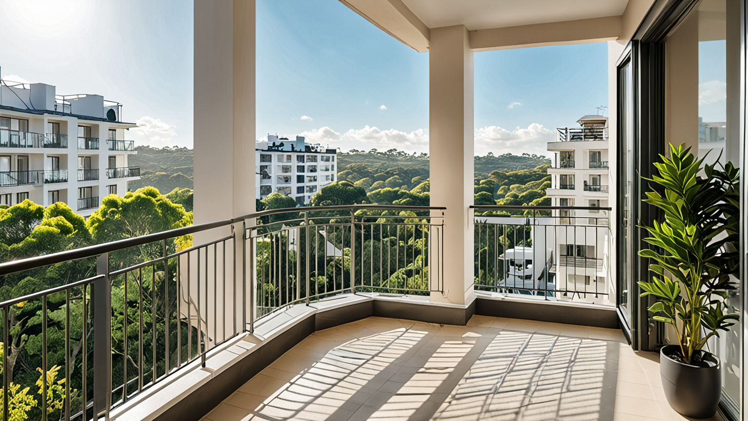 定期的に掃除された窓とベランダ