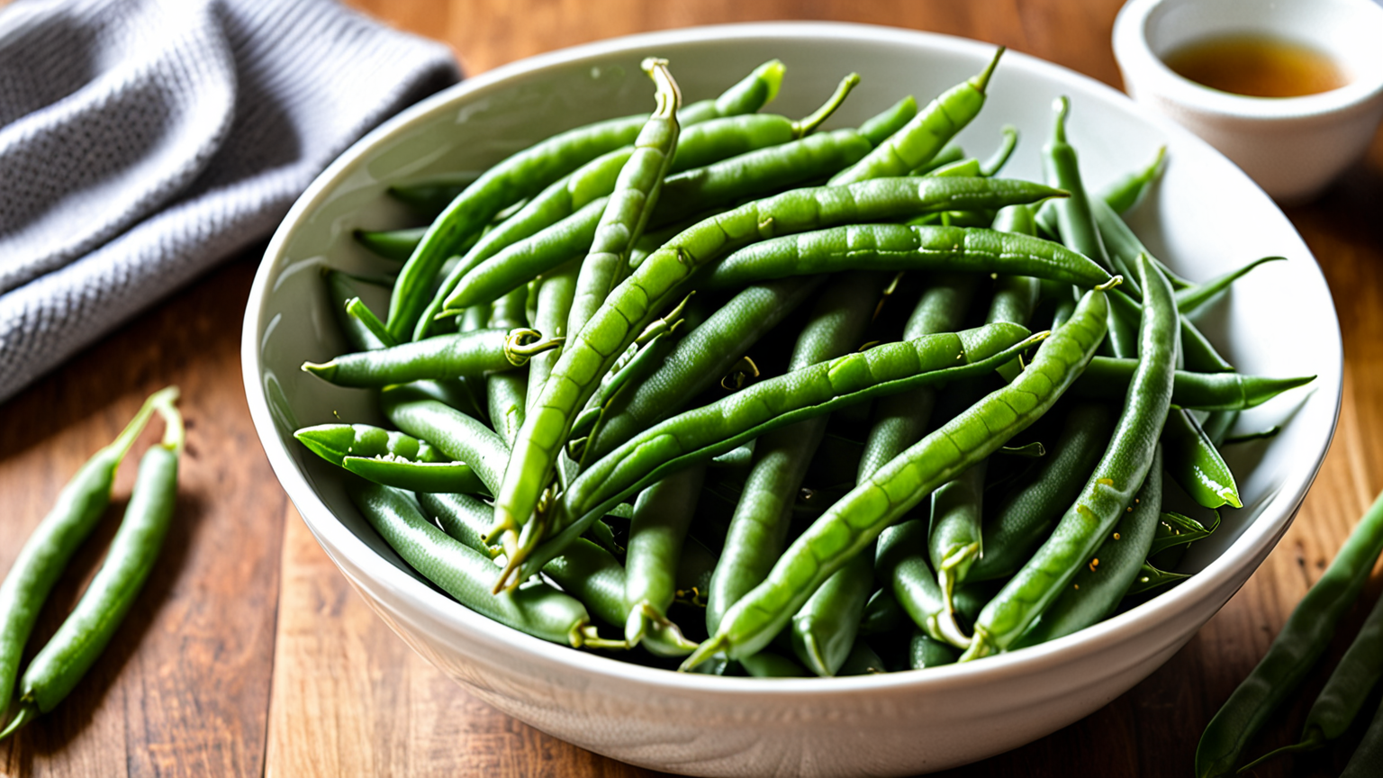 茹で上がったいんげんの写真