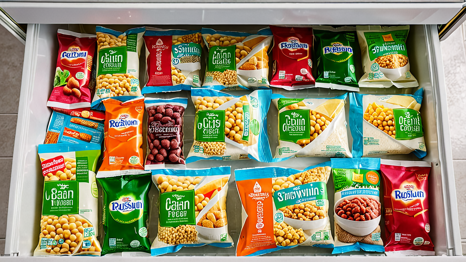 冷凍庫の中の保存された食材