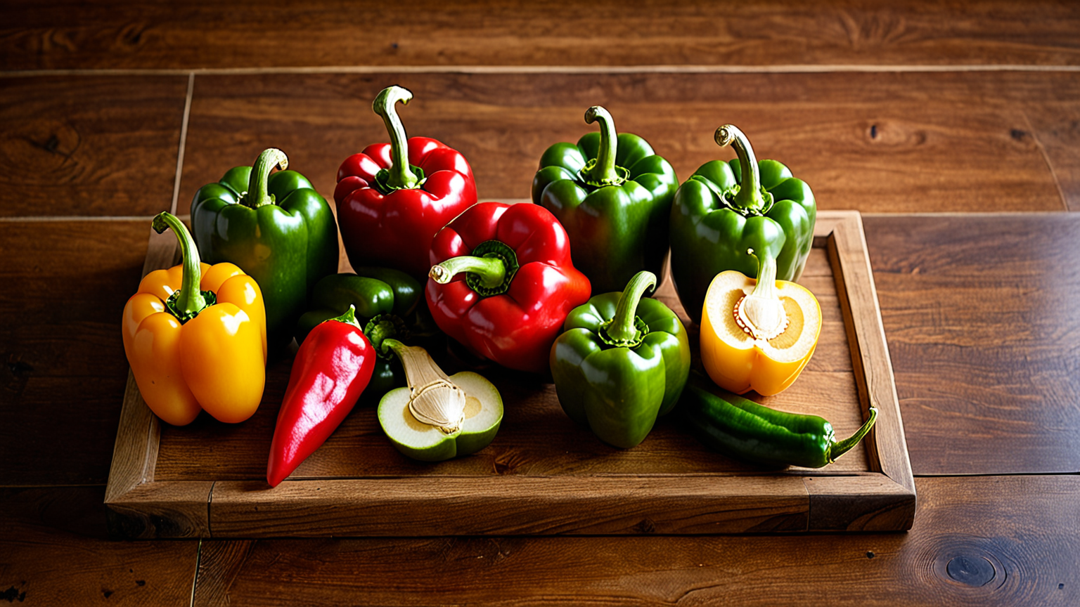 新鮮なみょうがとパプリカの写真