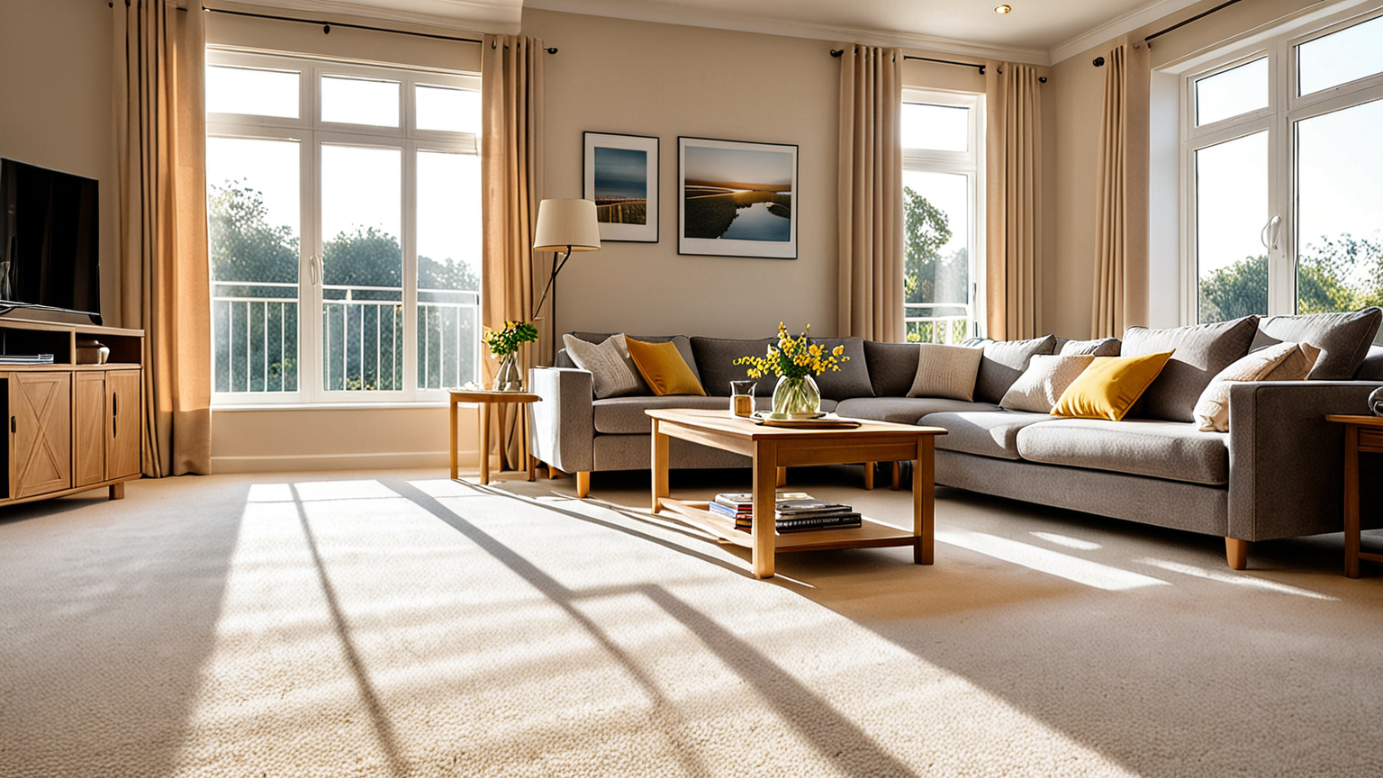 季節ごとにカーペットを掃除している様子