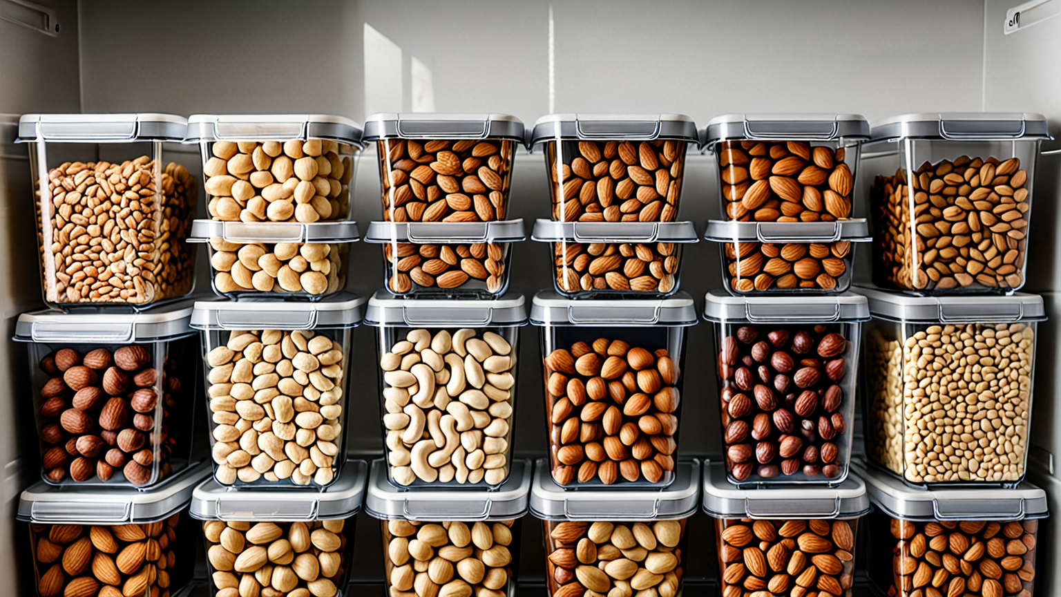 冷蔵庫内で密閉容器に入ったナッツ